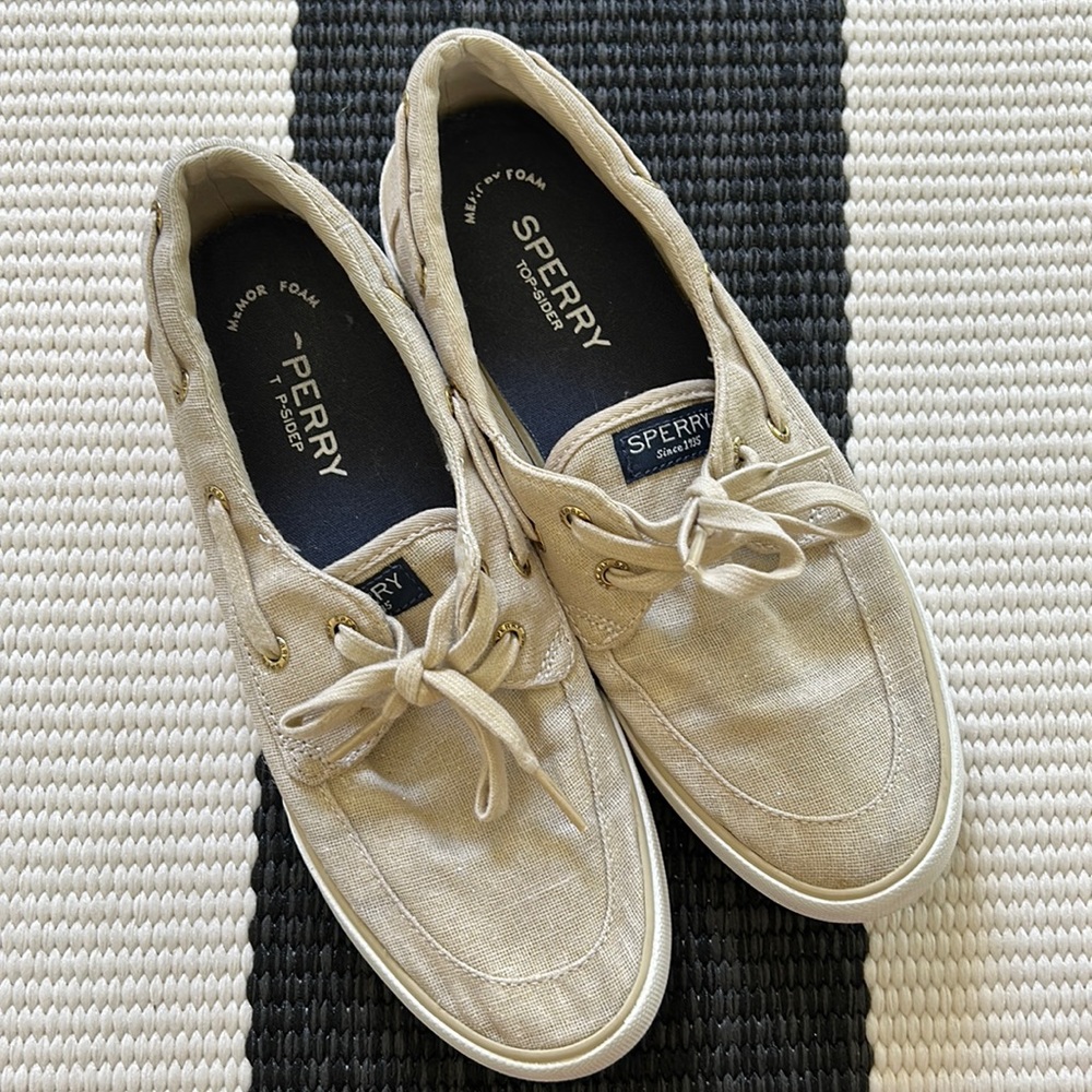 Sperry Topsider Boat Sparkle Canvas Slip-on champagne size 7.5